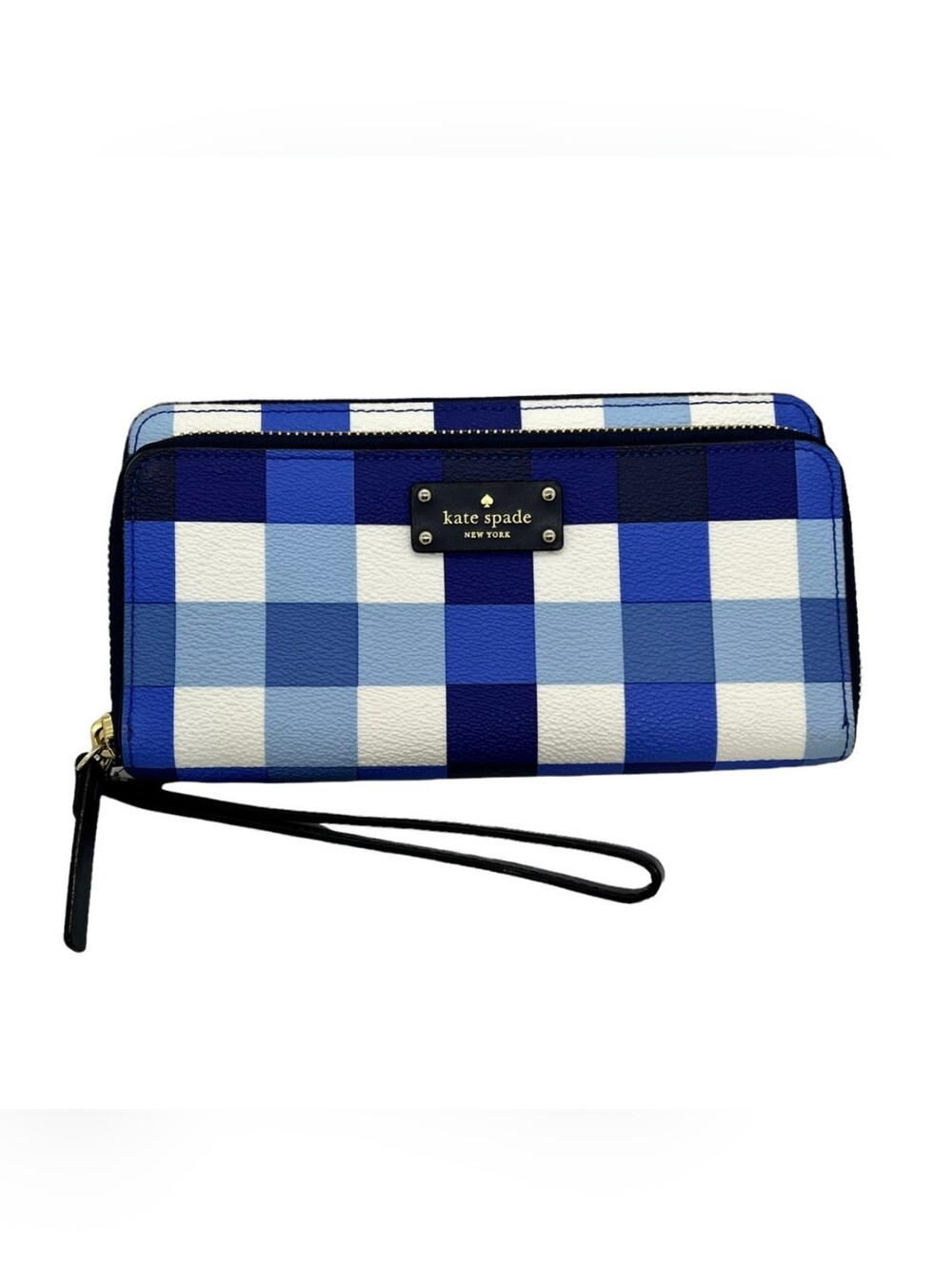 Kate Spade Anita Blue Gingham Leather Wallet NWT